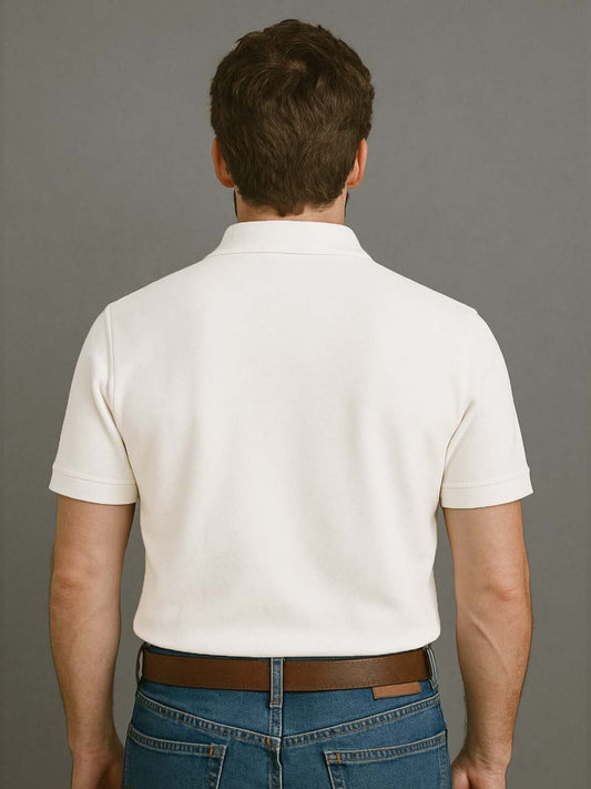 Off White Zip Polo T-Shirt