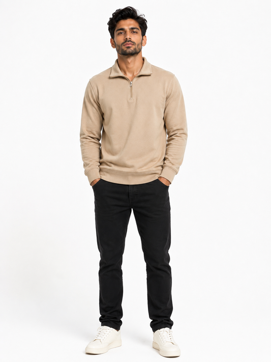 Beige HalfZip Sweatshirt