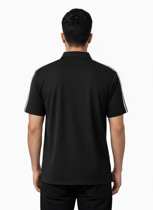 Black Stripes Zip Polo T-Shirt