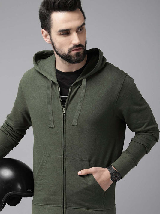 Dark Green Full Sleeve Zipper Hoodie