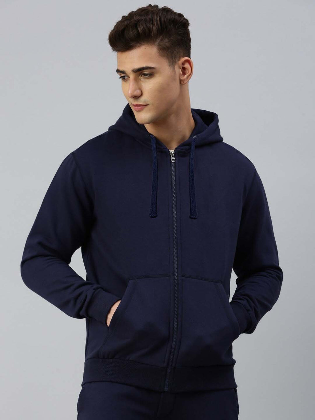 Navy Blue Full Sleeve Zipper Hoodie