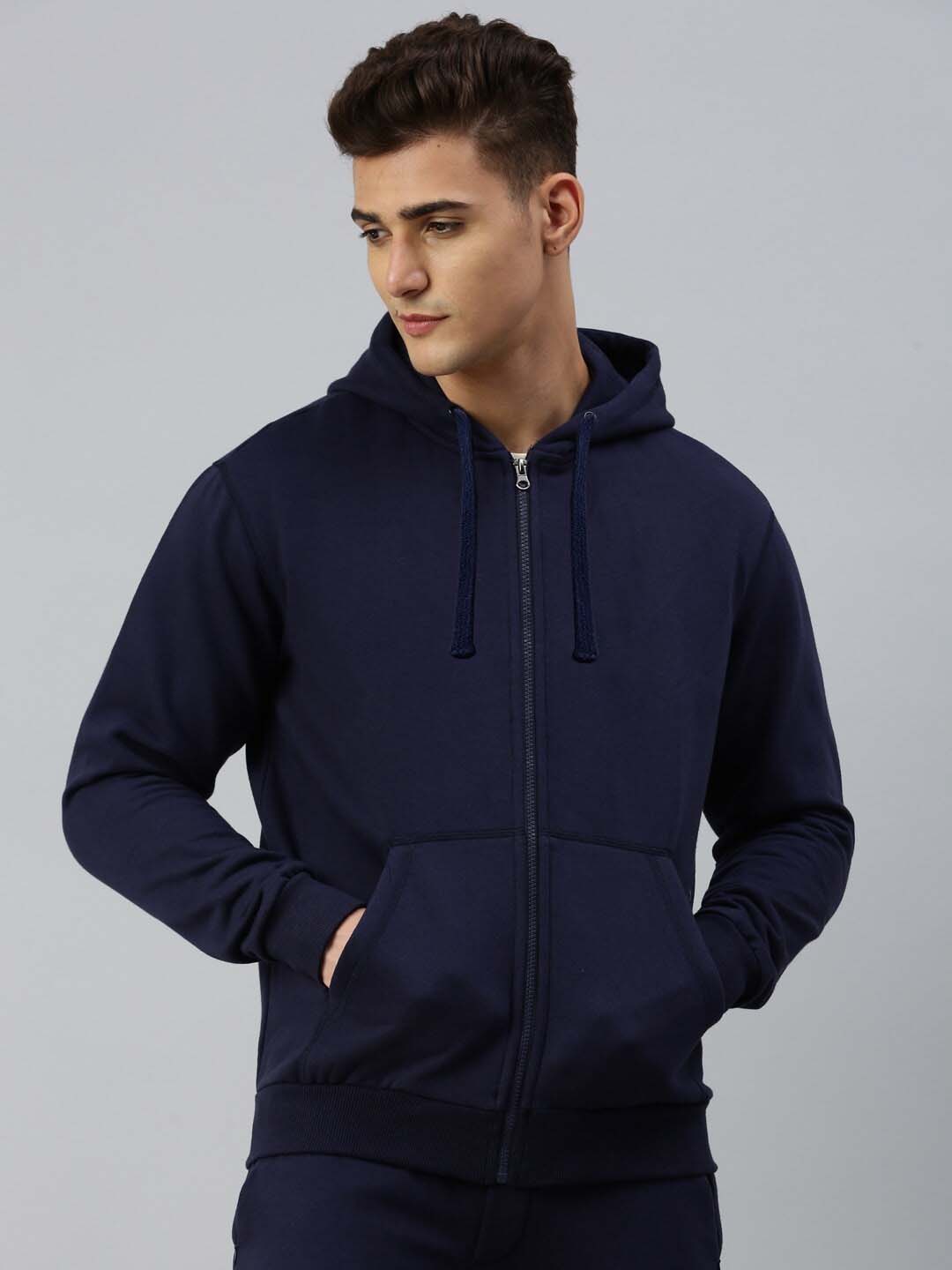 Navy Blue Full Sleeve Zipper Hoodie