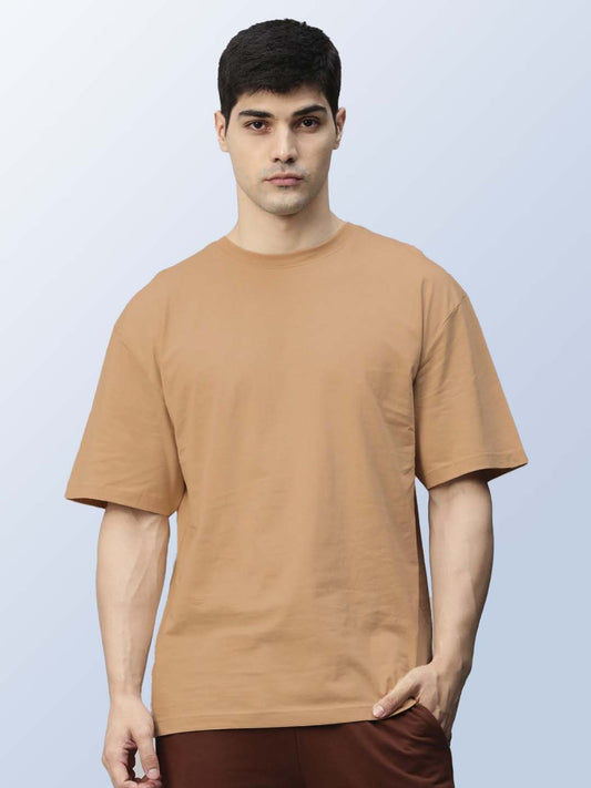 Oversized Brown French Terry Cotton Tee
