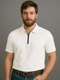 Off White Zip Polo T-Shirt