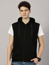 Sleeveless Black Hooded Sweatshirt