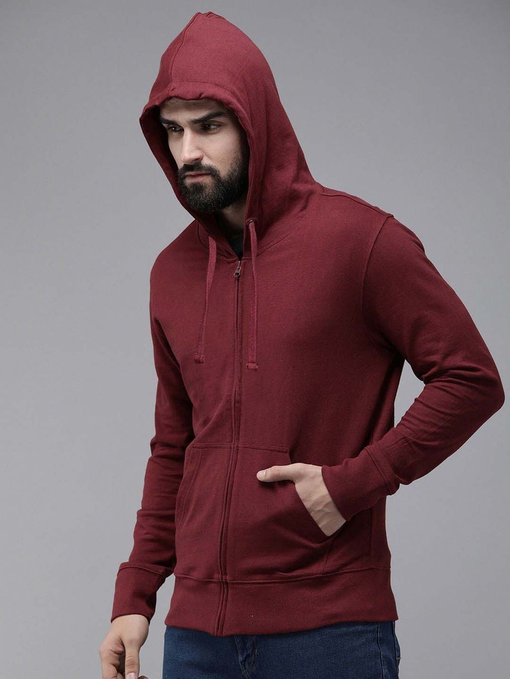 Maroon Full Sleeve Zipper Hoodie