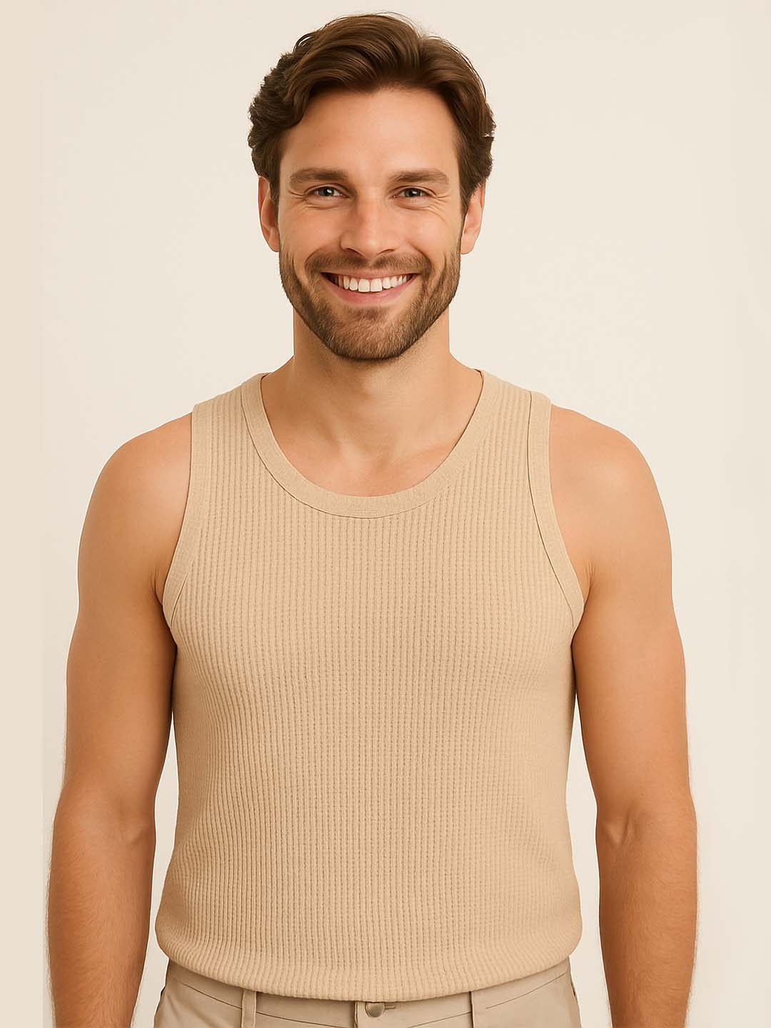 Beige Waffle Vest