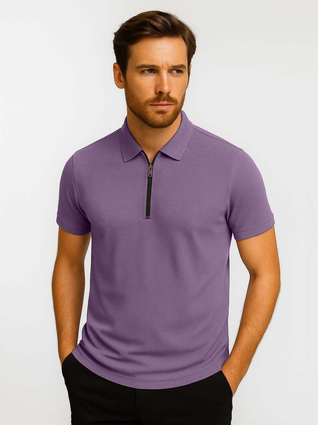 Purple Zip Polo T-Shirt