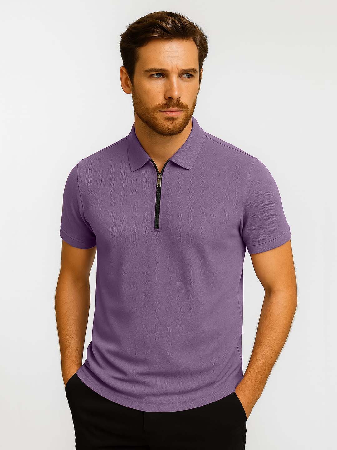 Purple Zip Polo T-Shirt