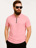 Pink Zip Polo T-Shirt