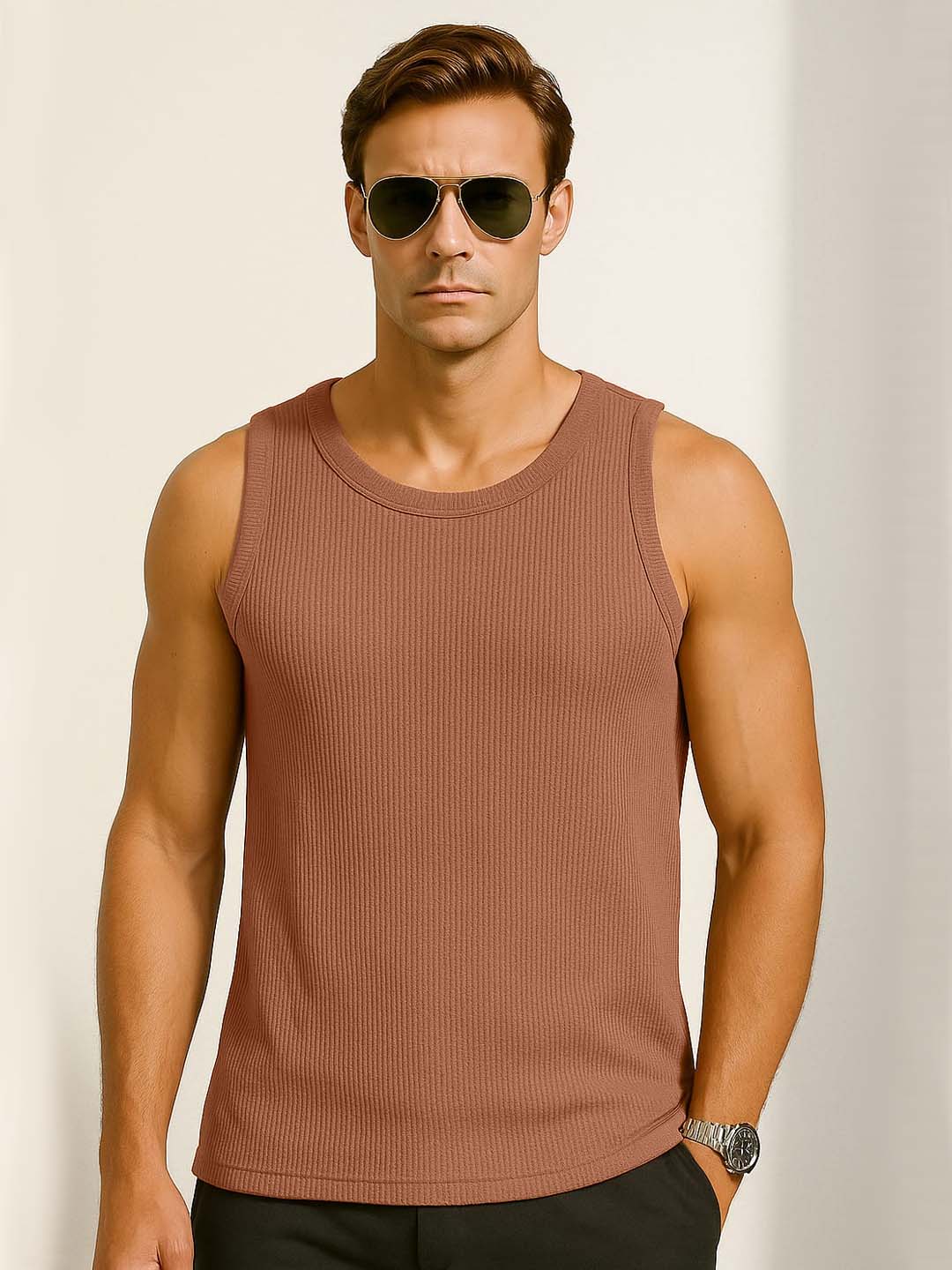 Brown Waffle Vest