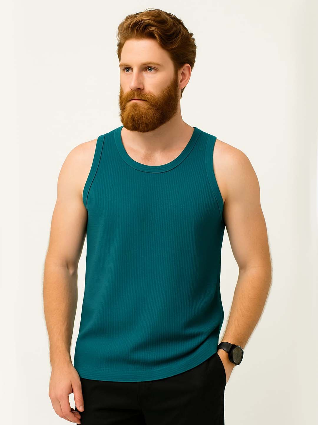 Teal Blue Waffle Vest