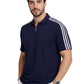 Green Stripes Zip Polo T-Shirt