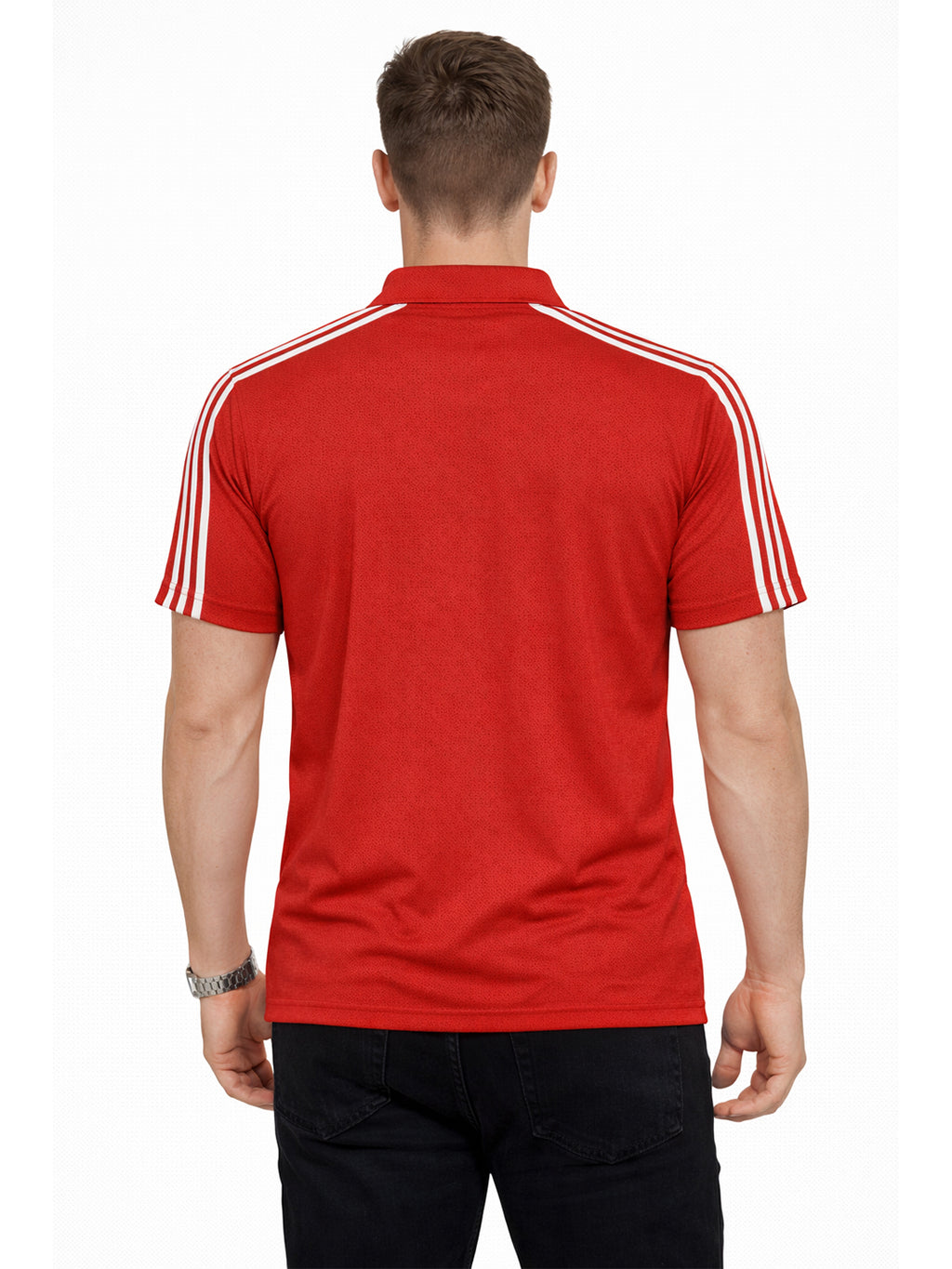 Red Stripes Zip Polo T-Shirt