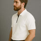 Off White Zip Polo T-Shirt