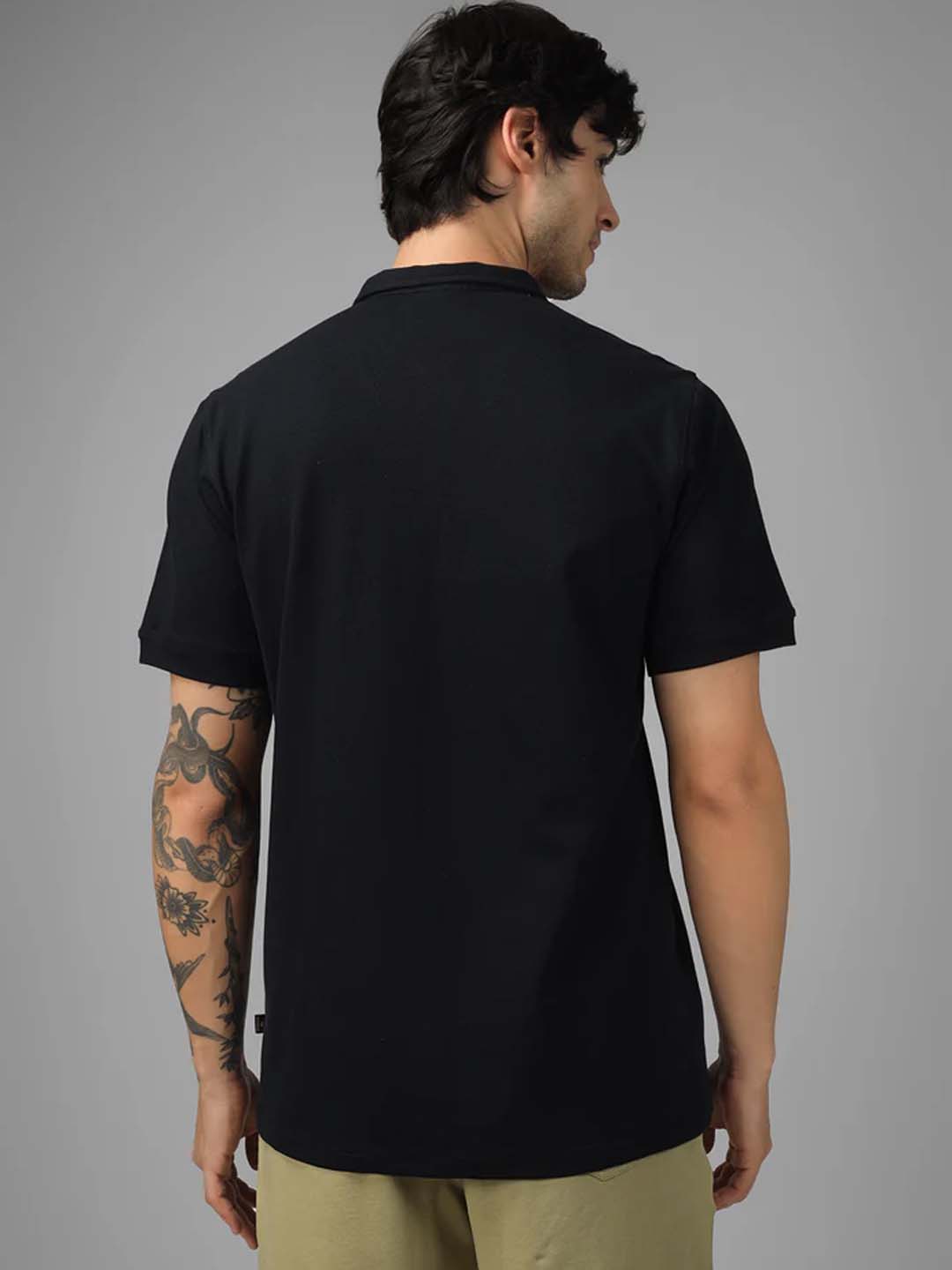 Black Zip Polo T-Shirt