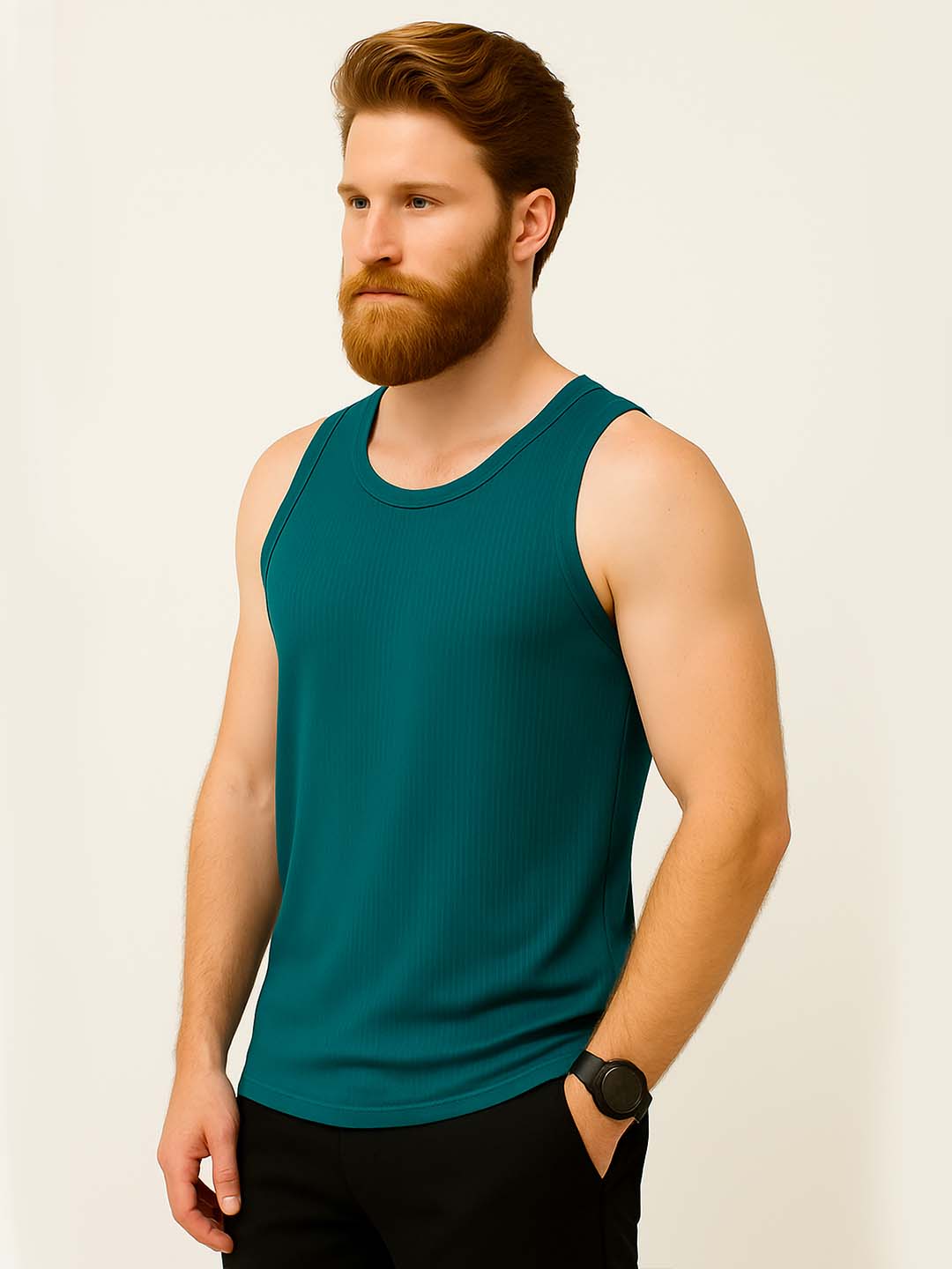 Teal Blue Waffle Vest