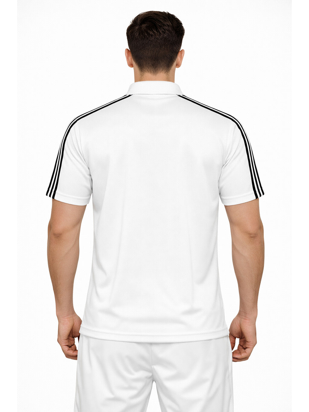 White Stripes Zip Polo T-Shirt
