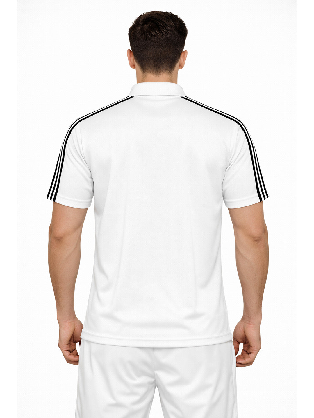 White Stripes Zip Polo T-Shirt