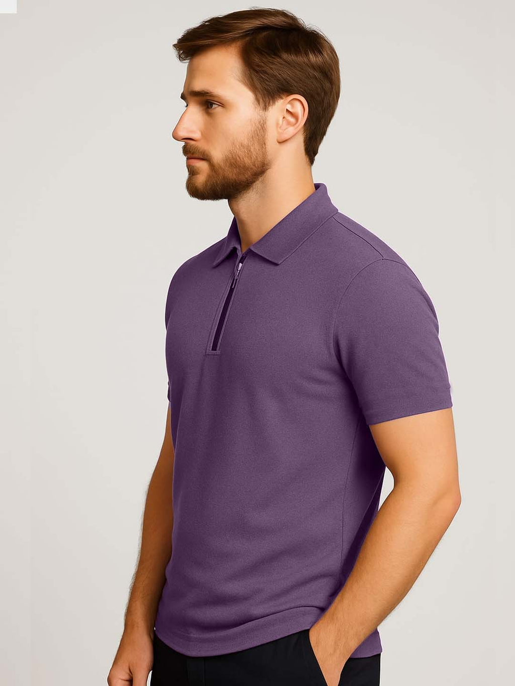 Purple Zip Polo T-Shirt