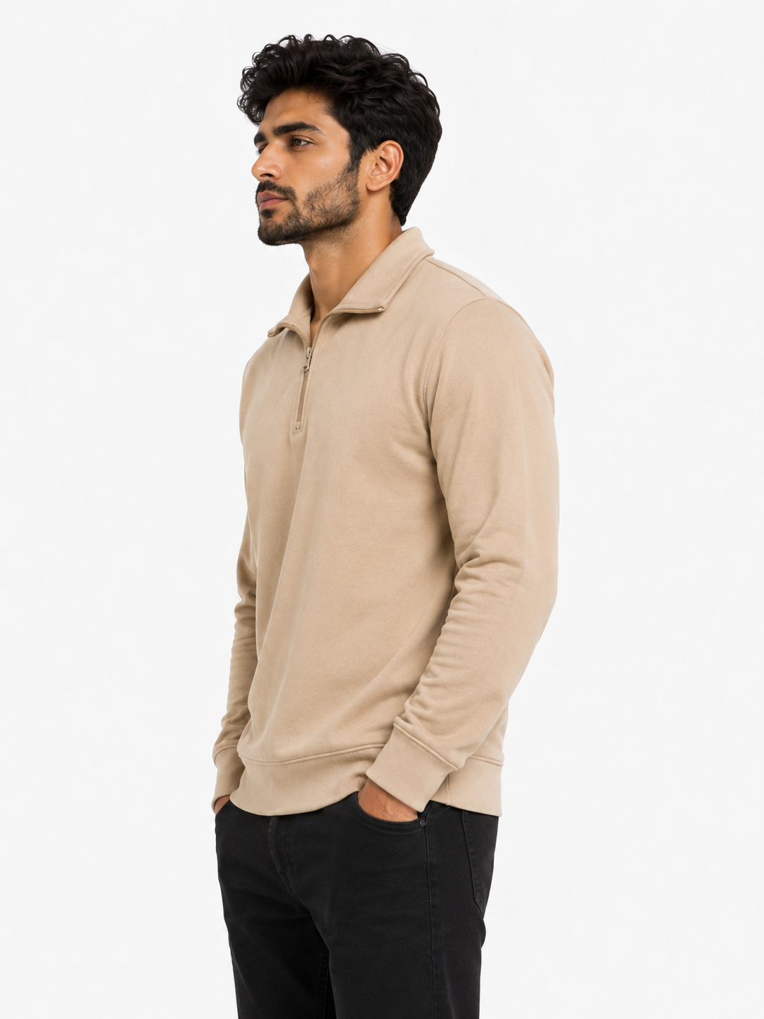 Beige HalfZip Sweatshirt
