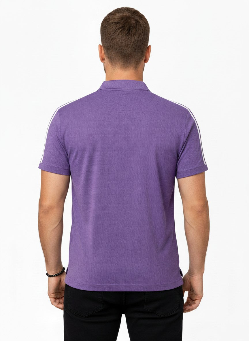 Purple Stripes Zip Polo T-Shirt
