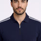 Navy Stripes Zip Polo T-Shirt