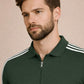Green Stripes Zip Polo T-Shirt