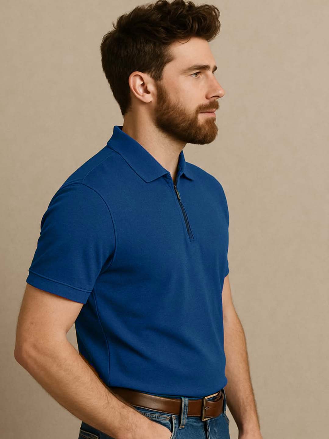 Royal Blue Zip Polo T-Shirt