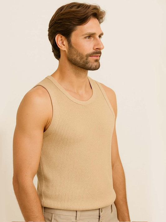Beige Waffle Vest