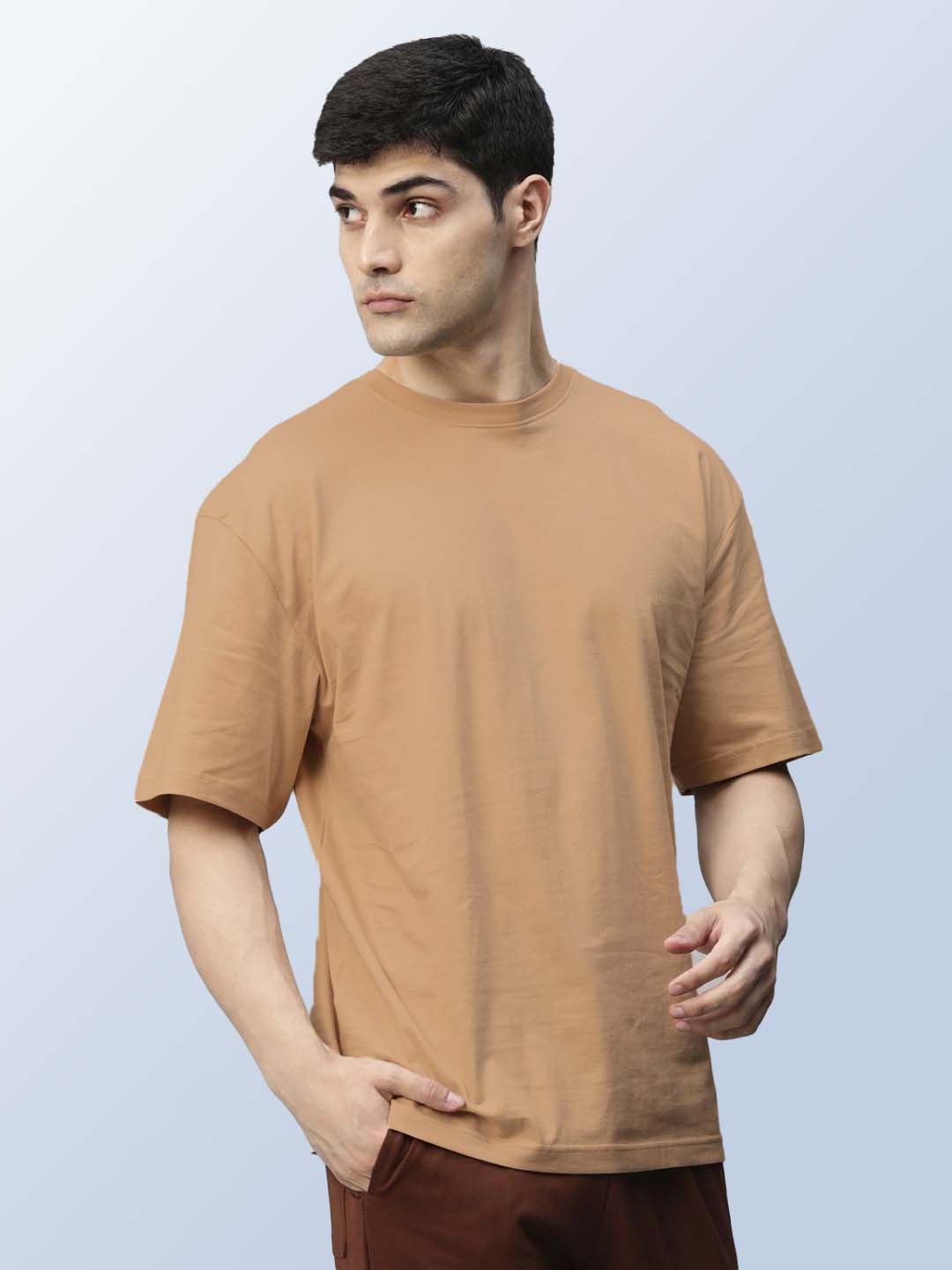 Oversized Brown French Terry Cotton Tee
