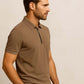 Brown Zip Polo T-Shirt