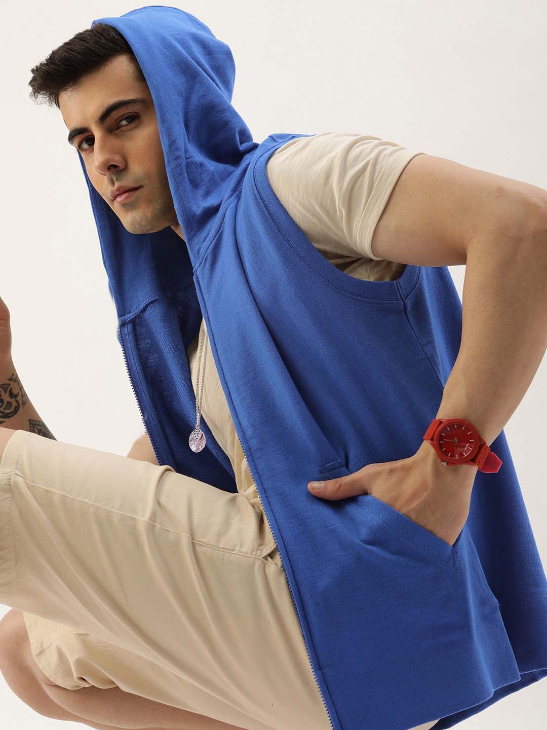 Sleeveless zip‑up hoodie