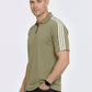 Beige Stripes Zip Polo T-Shirt