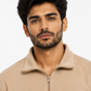 Beige HalfZip Sweatshirt