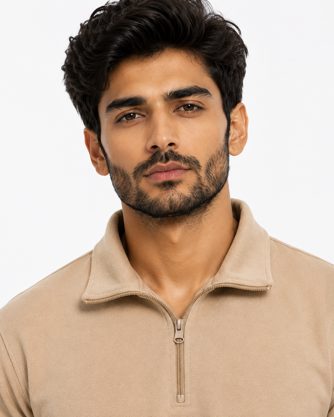 Beige HalfZip Sweatshirt