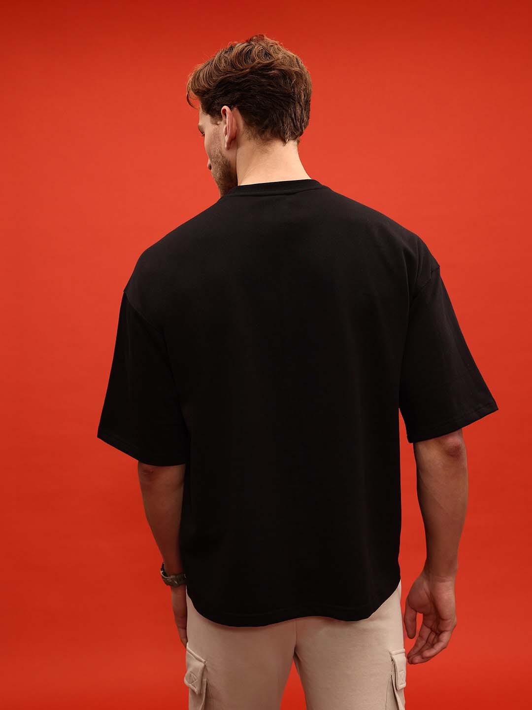 Oversized Black French Terry Cotton Tee