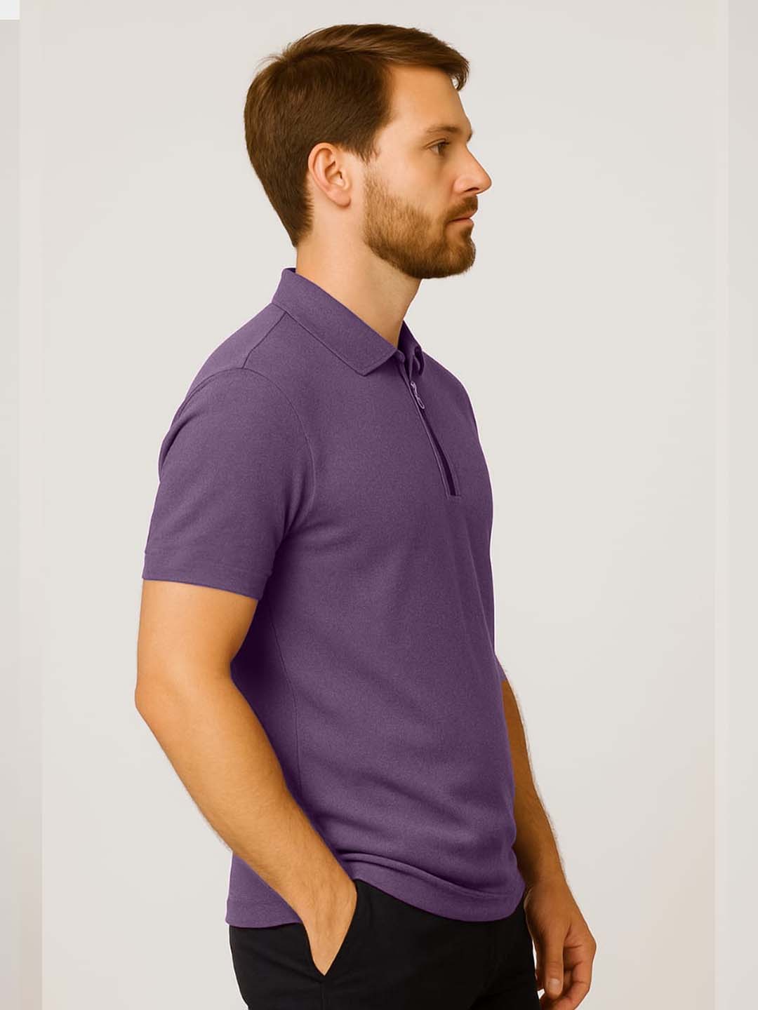 Purple Zip Polo T-Shirt