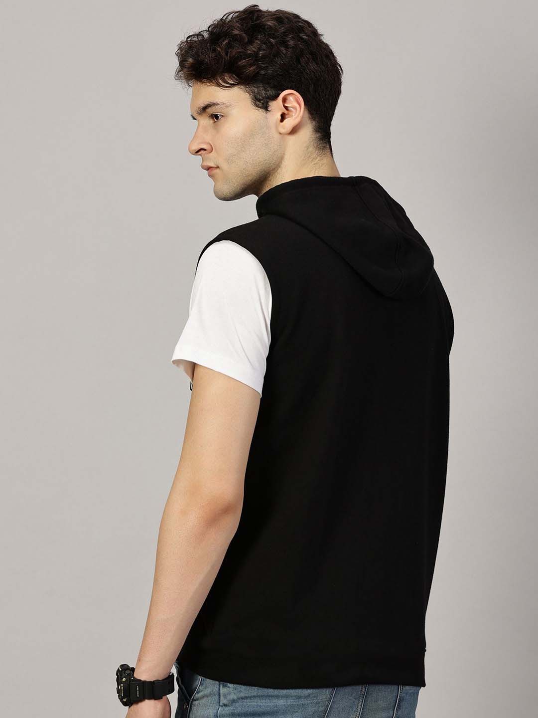 Sleeveless Black Hooded Sweatshirt