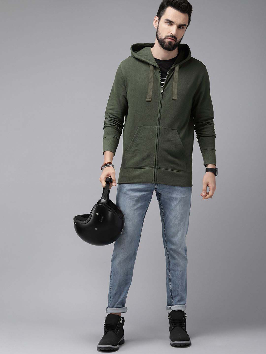 Dark Green Full Sleeve Zipper Hoodie