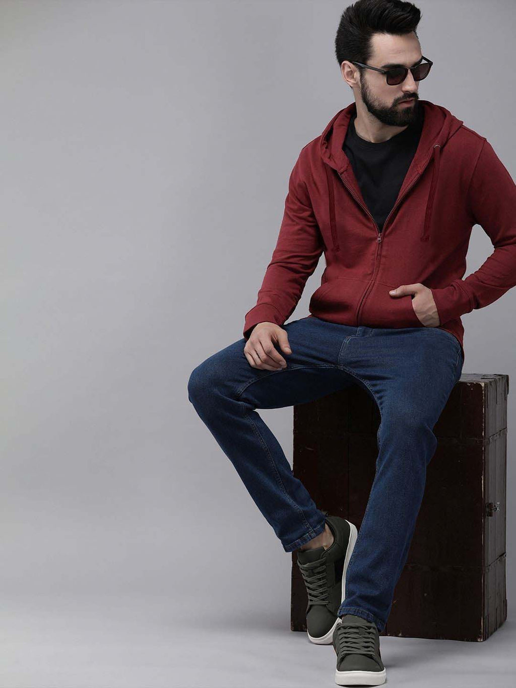 Maroon Full Sleeve Zipper Hoodie