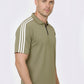Beige Stripes Zip Polo T-Shirt
