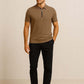 Brown Zip Polo T-Shirt