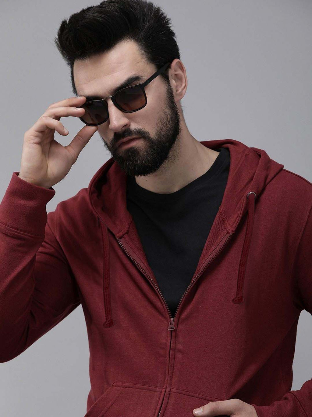 Maroon Full Sleeve Zipper Hoodie