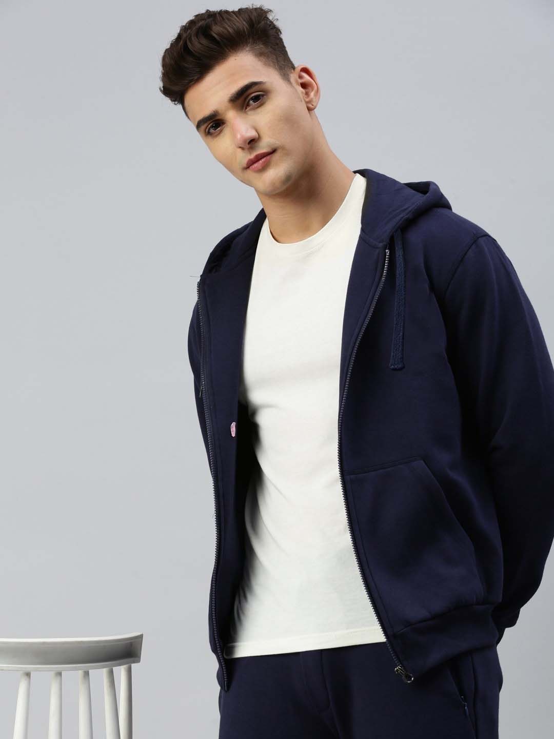 Navy Blue Full Sleeve Zipper Hoodie
