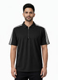 Black Stripes Zip Polo T-Shirt