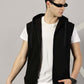 Sleeveless Black Hooded Sweatshirt