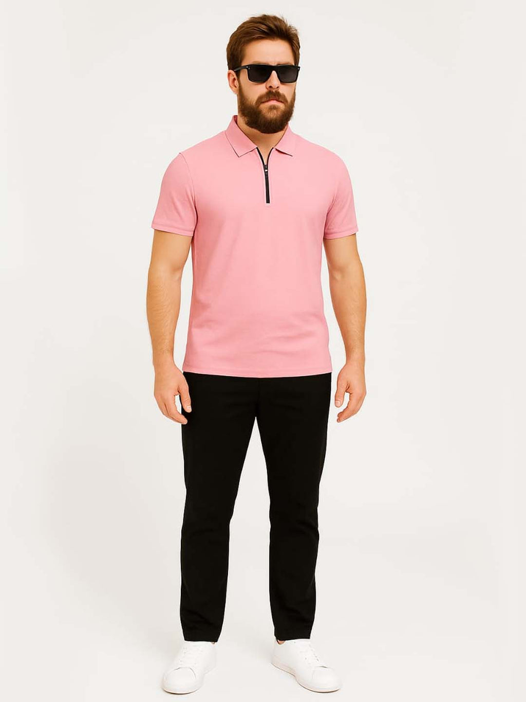 Pink Zip Polo T-Shirt