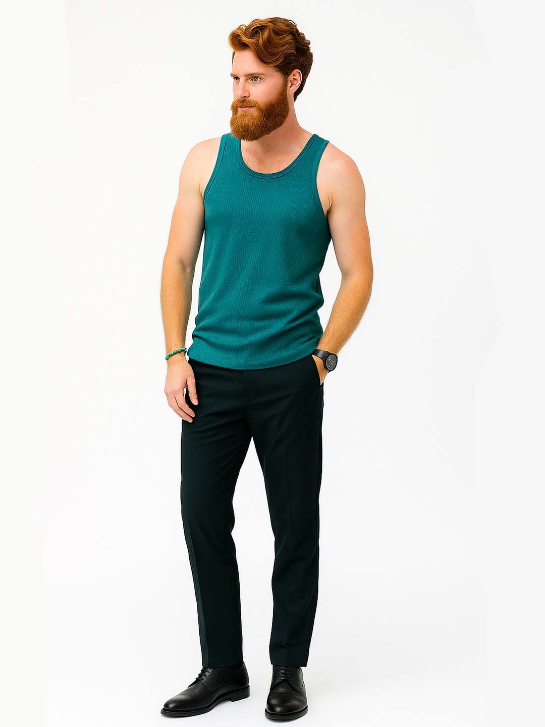 Teal Blue Waffle Vest