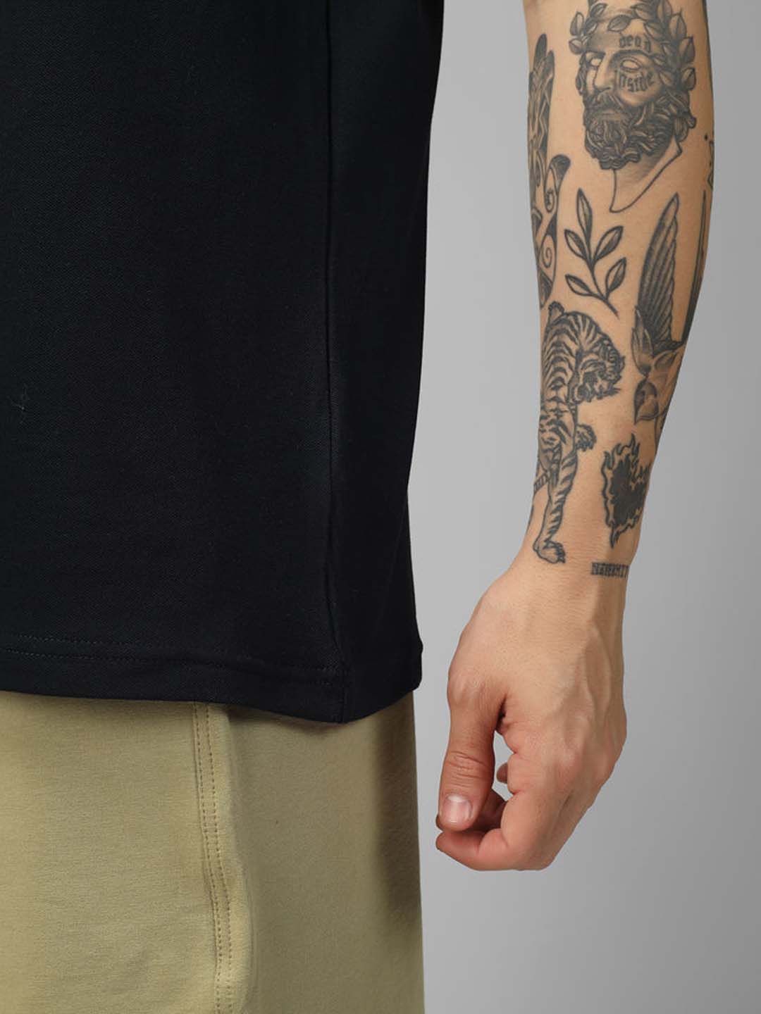 Black Zip Polo T-Shirt